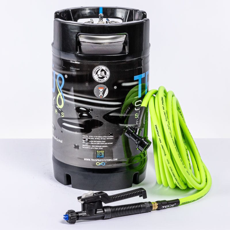 TRU Spray Systems OASiS X 2.5 Gallon Tint Keg Spray Tank Pressurized TRUFlex Hose PolyJet Trigger side Logo
