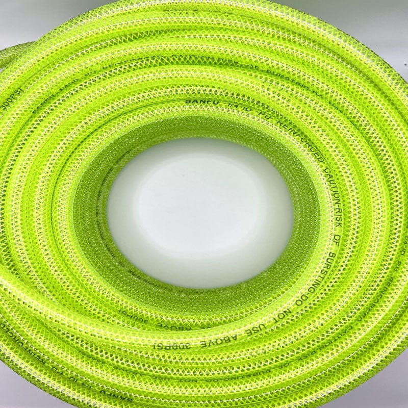 Poly hose reinforced electric green custom set up