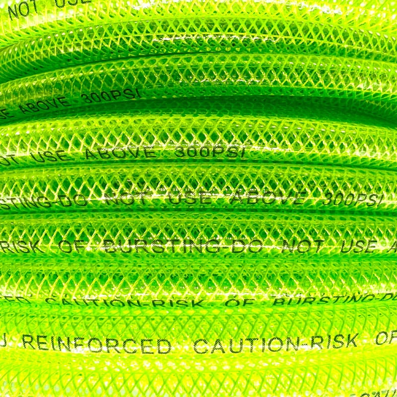 Poly hose reinforced electric green