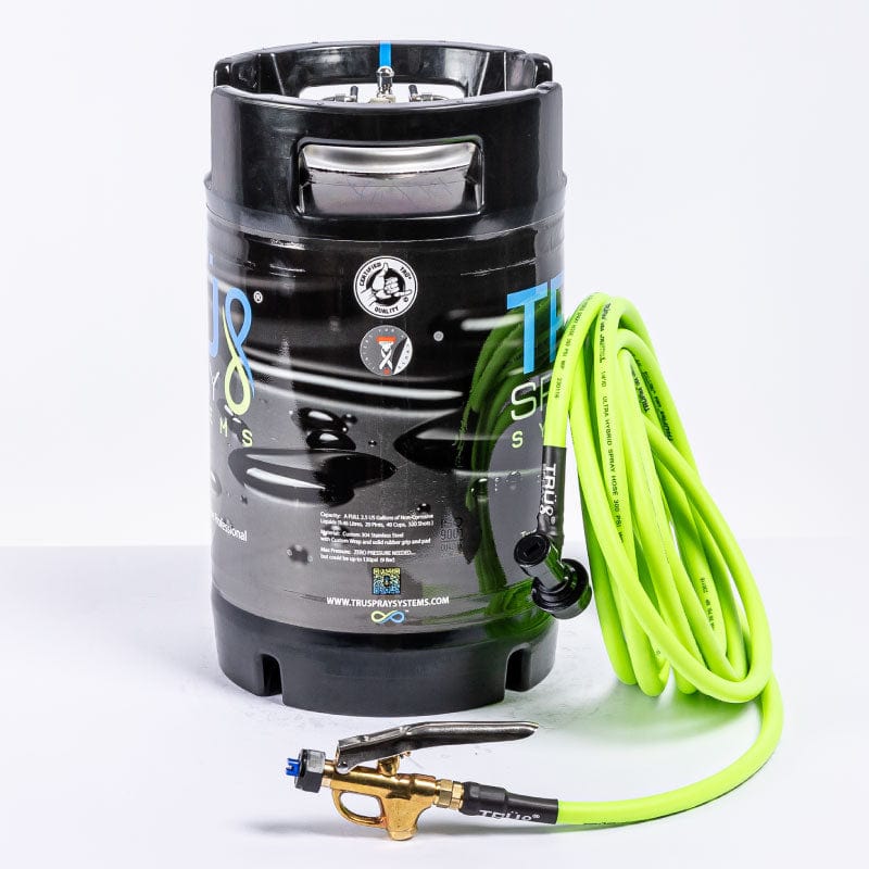 TRU Spray Systems OASiS X 2.5 Gallon Tint Keg Spray Tank Pressurized TRUFlex Hose Brass Trigger side logo