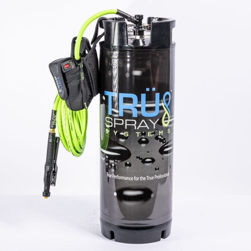 Tru Spray System Electronic Airless Sprayer Riptide plus 5 gallon Tint Keg Spray Tank custom graphic battery and charger plastic trigger and Truflex hose