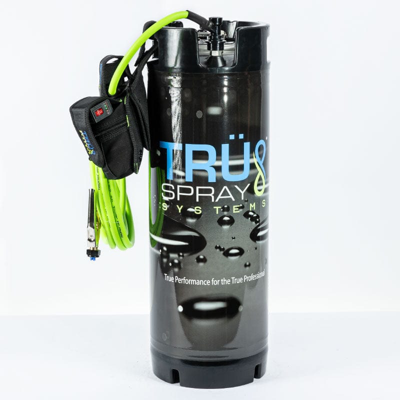 Tru Spray System Electronic Airless Sprayer Riptide plus 5 gallon Tint Keg Spray Tank custom graphic battery and charger brass trigger and Truflex hose